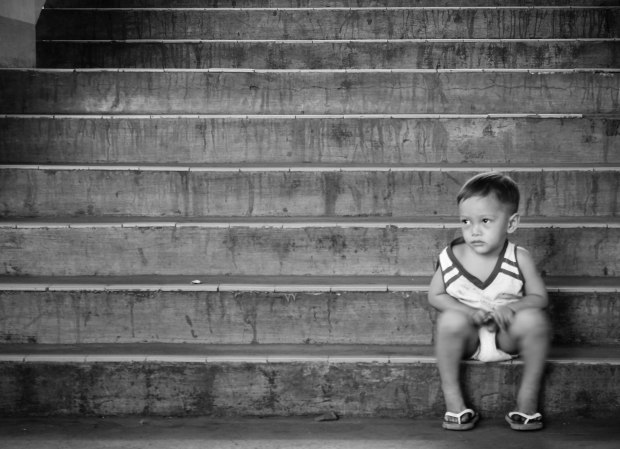 child and stairs